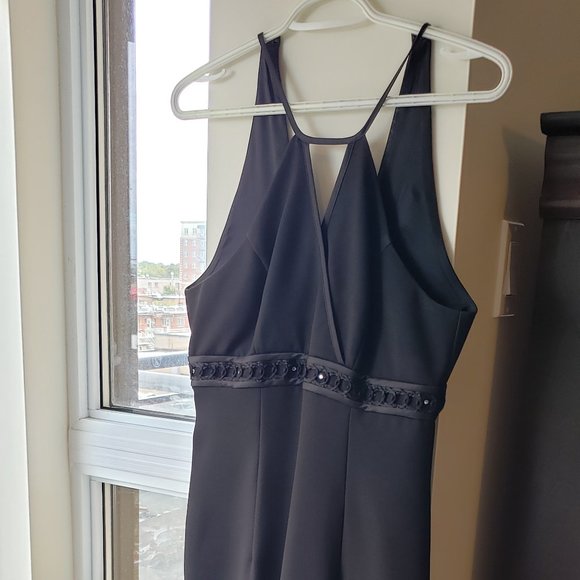 Long, Halter Black Cocktail Dress - Picture 1 of 15